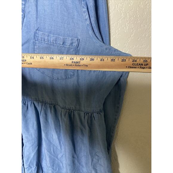 Torrid Women's 0 Large Denim Babydoll Top Blouse Chambray Lightwash Button Up - Picture 7 of 11